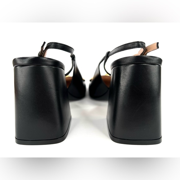 Gucci Black Leather Heels with Gold Detailing - Picture 6 of 11